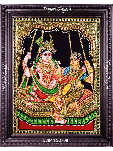 jhula radha krishna tanjore painting 